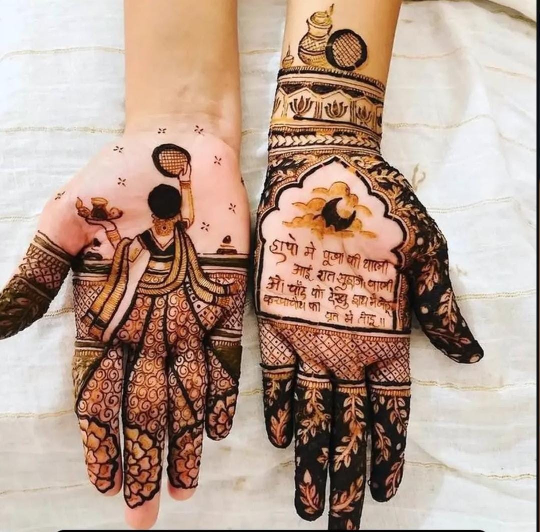 A person showing henna on their hands with a white background