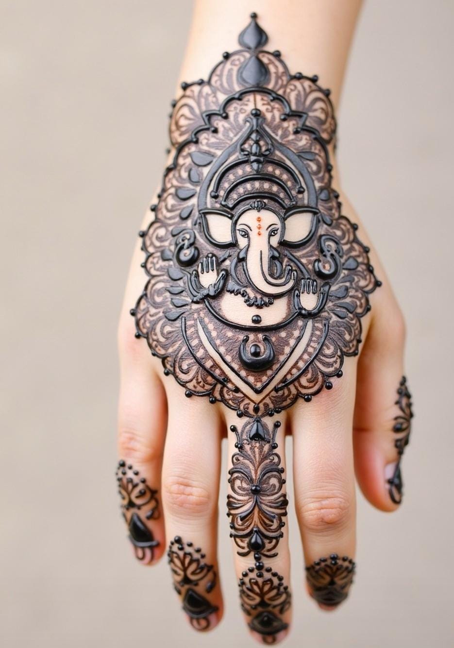 Another traditional Mehndi design for Ganesh Chaturthi.