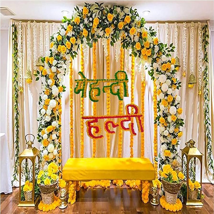 A detailed Sangeet & Haldi Mehndi design featuring intricate patterns and festive motifs